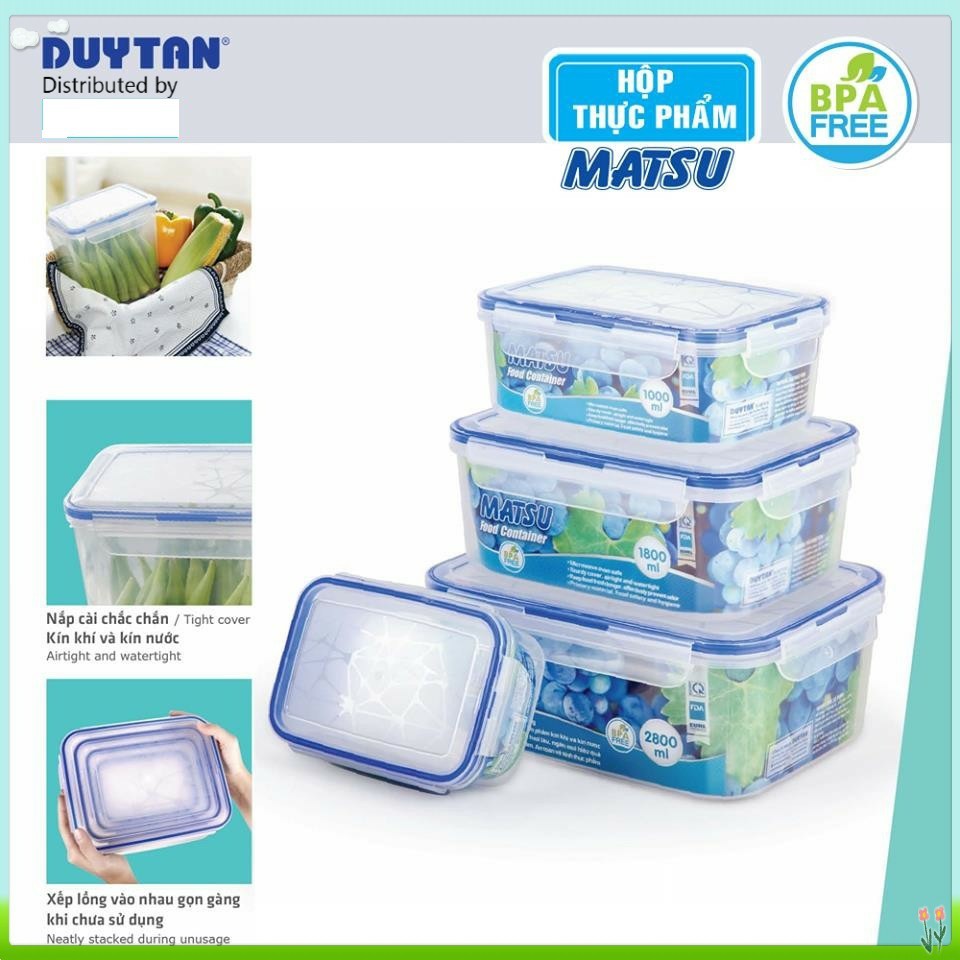 Hộp đựng thực phẩm chữ nhật matsu duy tân - nhiều dung tích