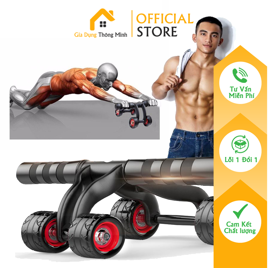 Con lăn tập bụng, con lăn 4 bánh tập cơ bụng hiệu quả, dụng cụ tập gym tại nhà