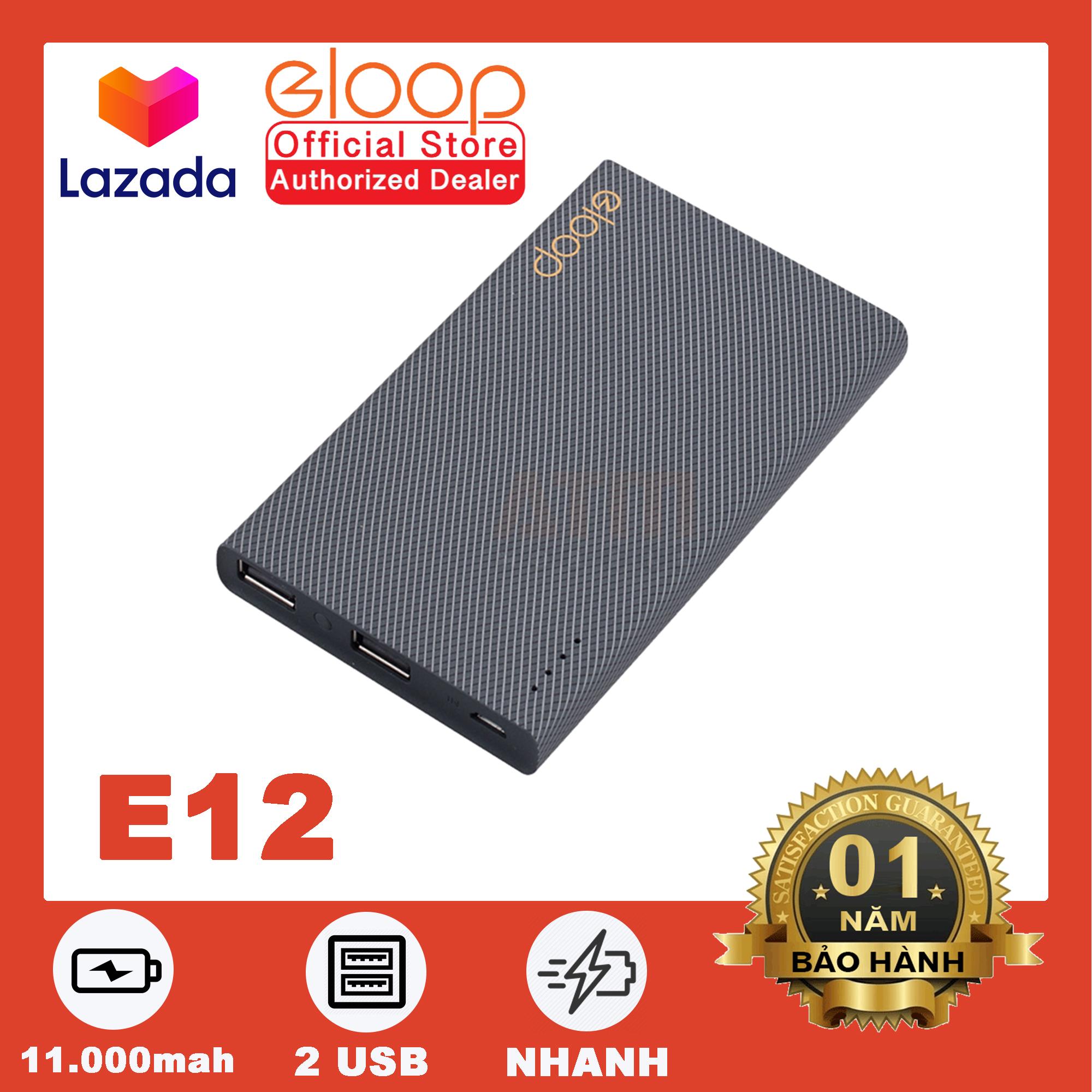 Pin Sạc Dự Phòng ELOOP E12 11.000 mAh - Hãng Phân Phối Chính Thức