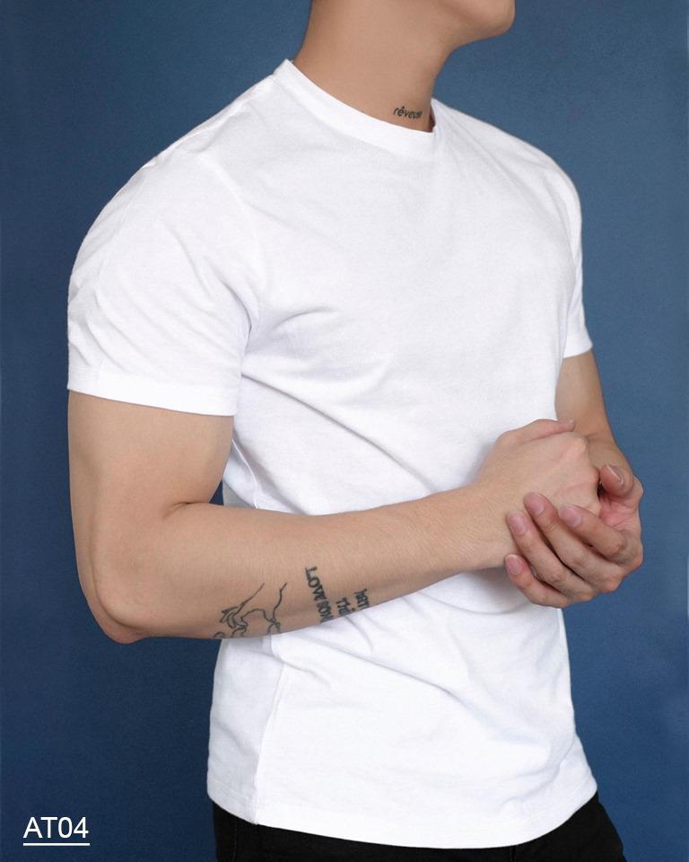 Áo thun trơn VyVy màu trắng size S - 3XL unisex nam nữ.