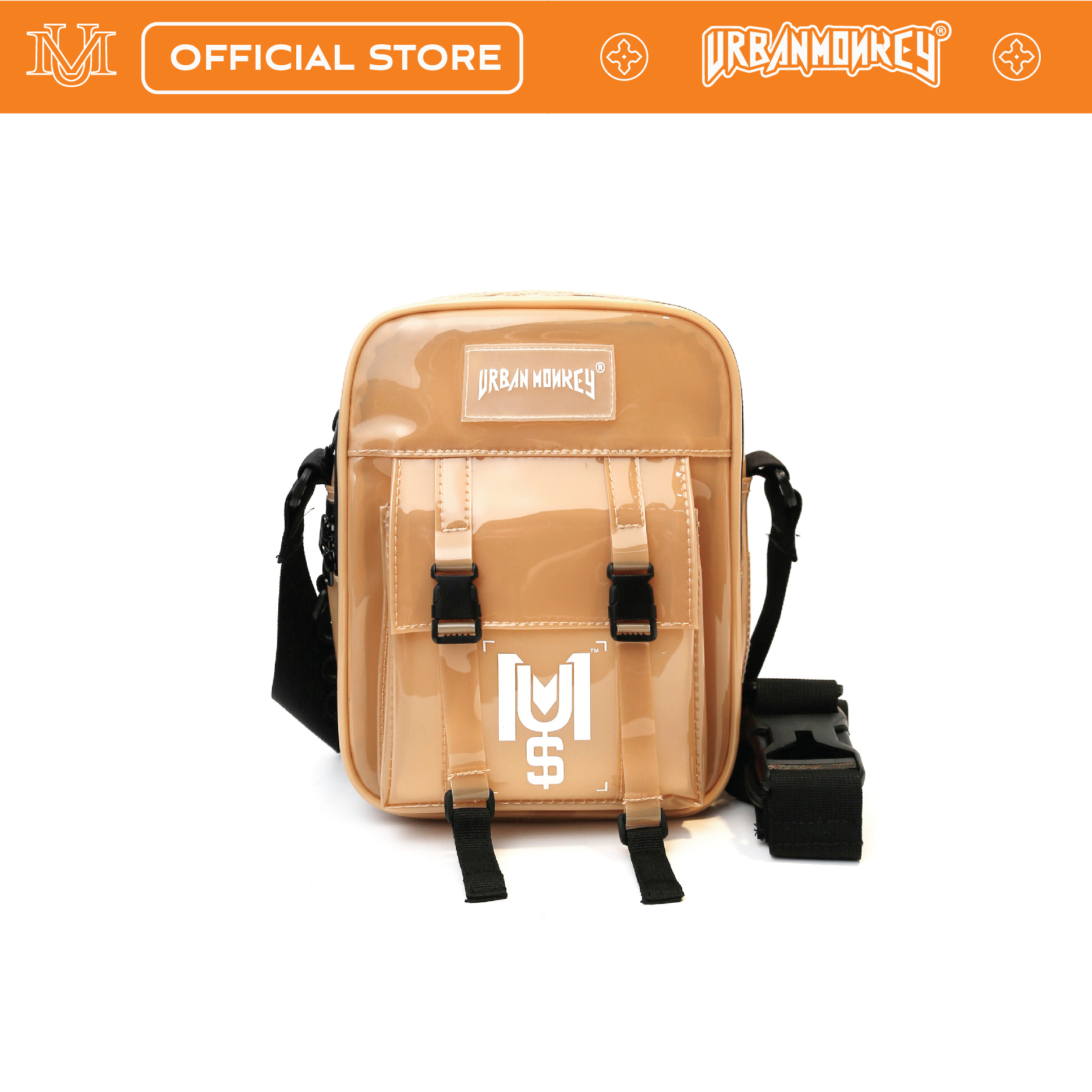 Túi đeo chéo urban monkey pvc tan thiết kế trong suốt chống nước