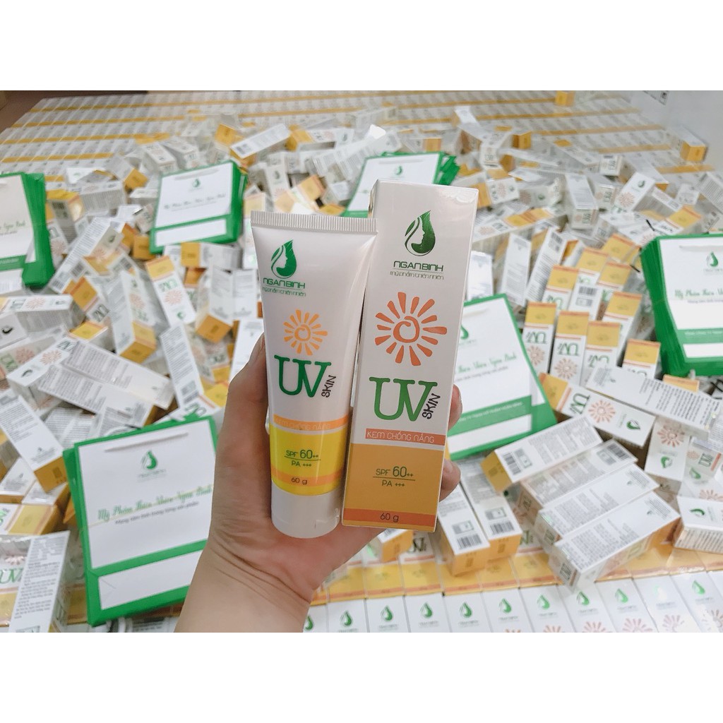 Kem Chống Nắng UV Skin SPF 60+++ Ngân Bình chống tia uv, tia cức tím, trang điểm . mới HÀNG MỚI