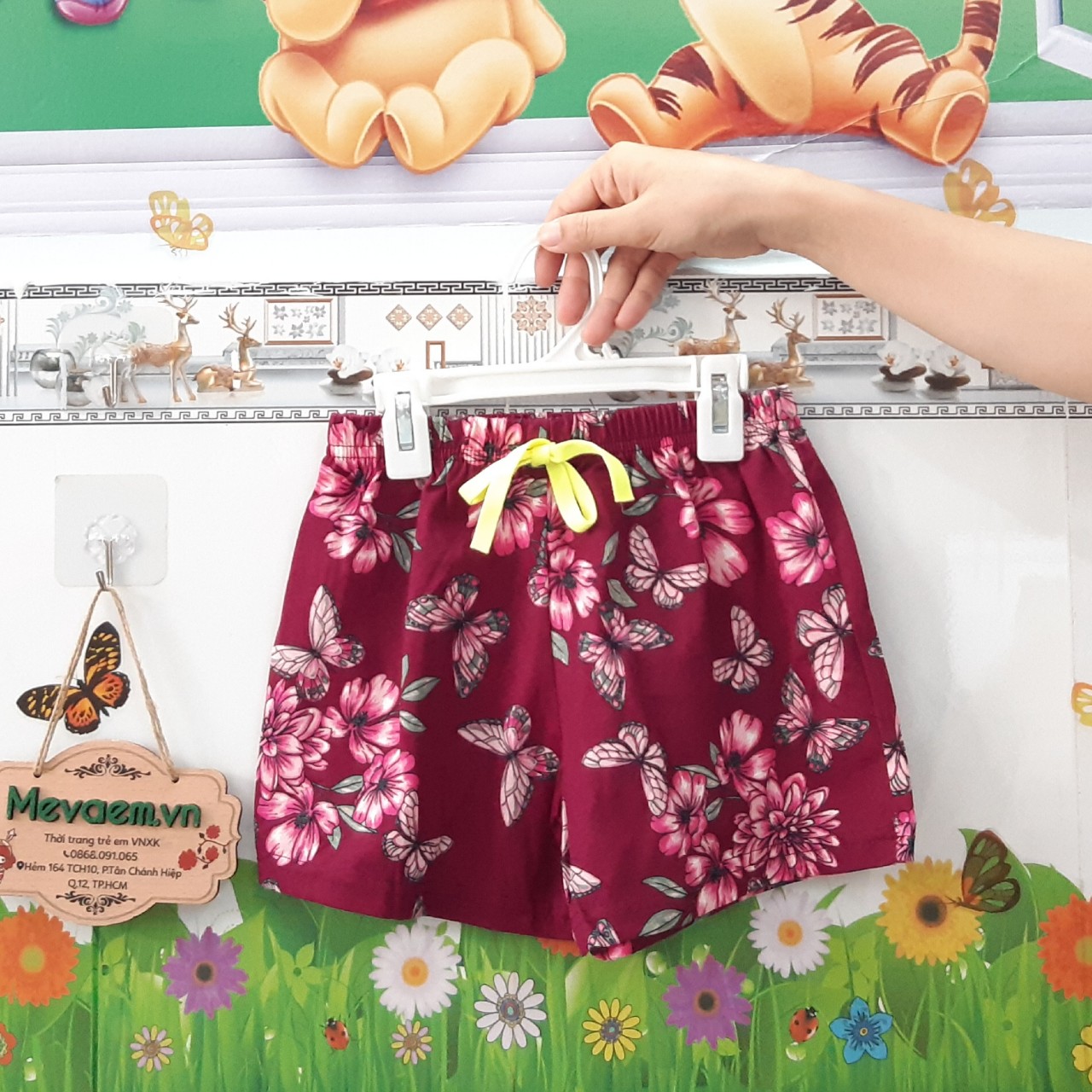 Quần đùi bg gap đỏ hoa bướm size 12