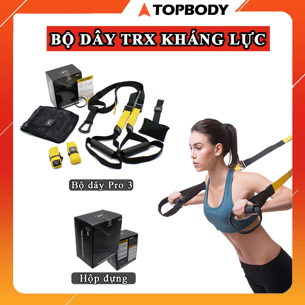 Bộ Dây TRX P3 Pro 1 và Pro 3 TOPBODY, dây treo kháng lực đa năng tập Gym, thể dục tại nhà - DTREO02