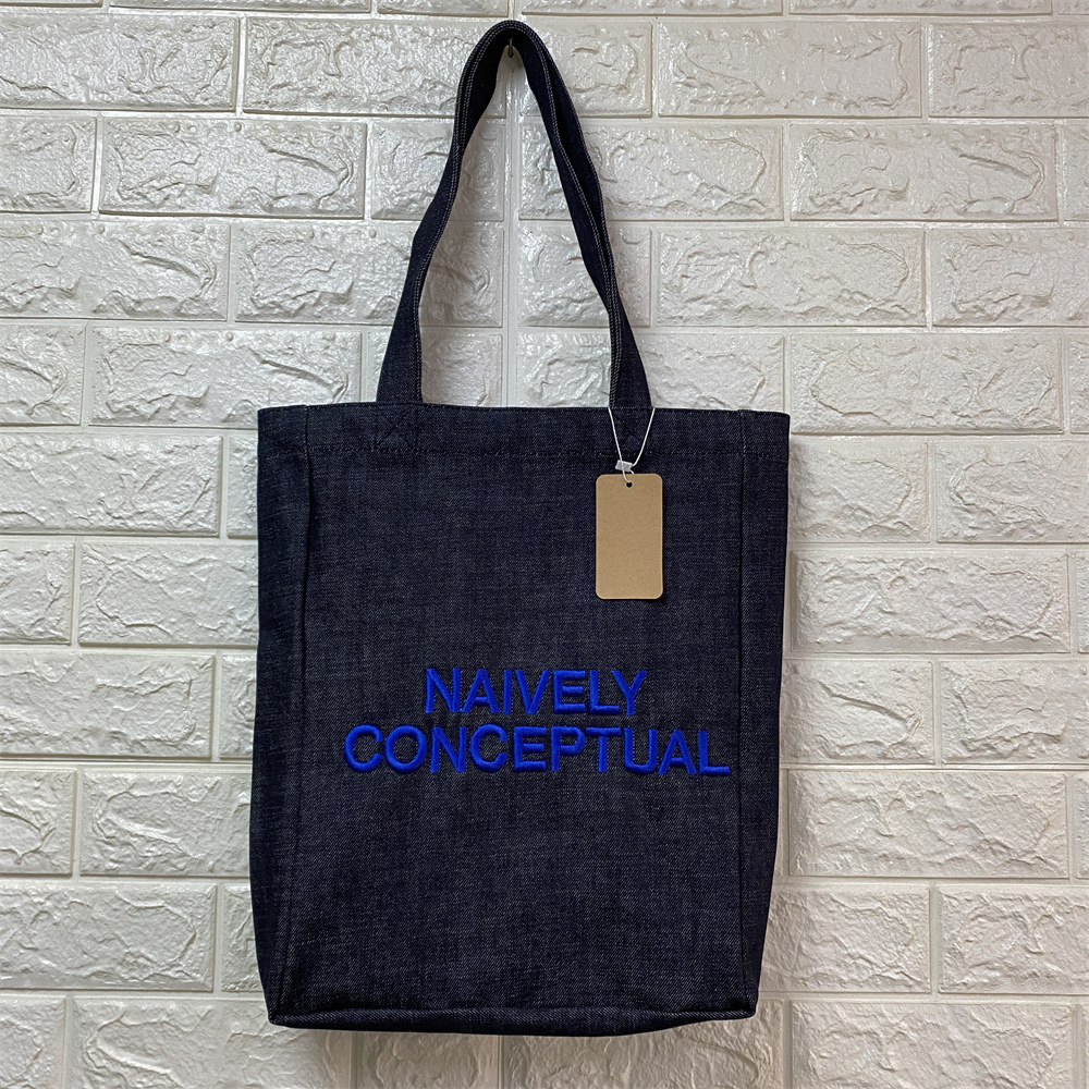 Bán Nóng ap Túi Tote DENIM THÊU Dày Dặn Cỡ Lớn Phong Cách Nhật Bản Và Hàn Quốc Túi Vải Dung Tích Lớn Túi Mua Sắm