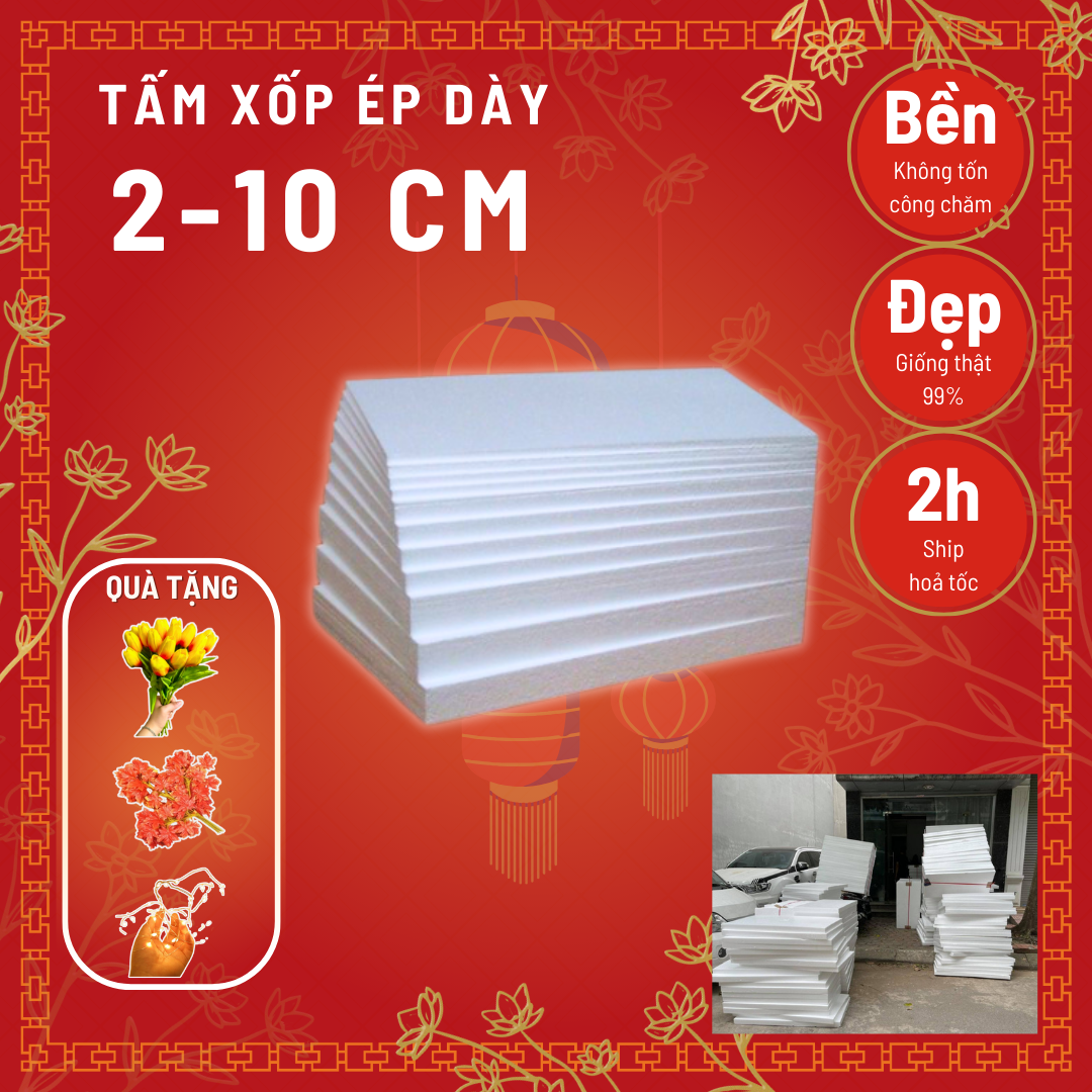 Tấm xốp ép dày 5 cm - Kích thước 50 cm*100 cm - Cây giả, hoa lụa Decor trang trí nhà cửa