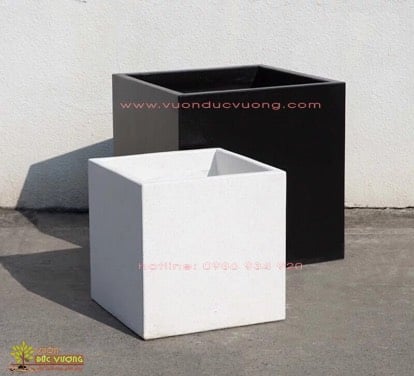 Chậu xi măng đá mài vuông lập phương
