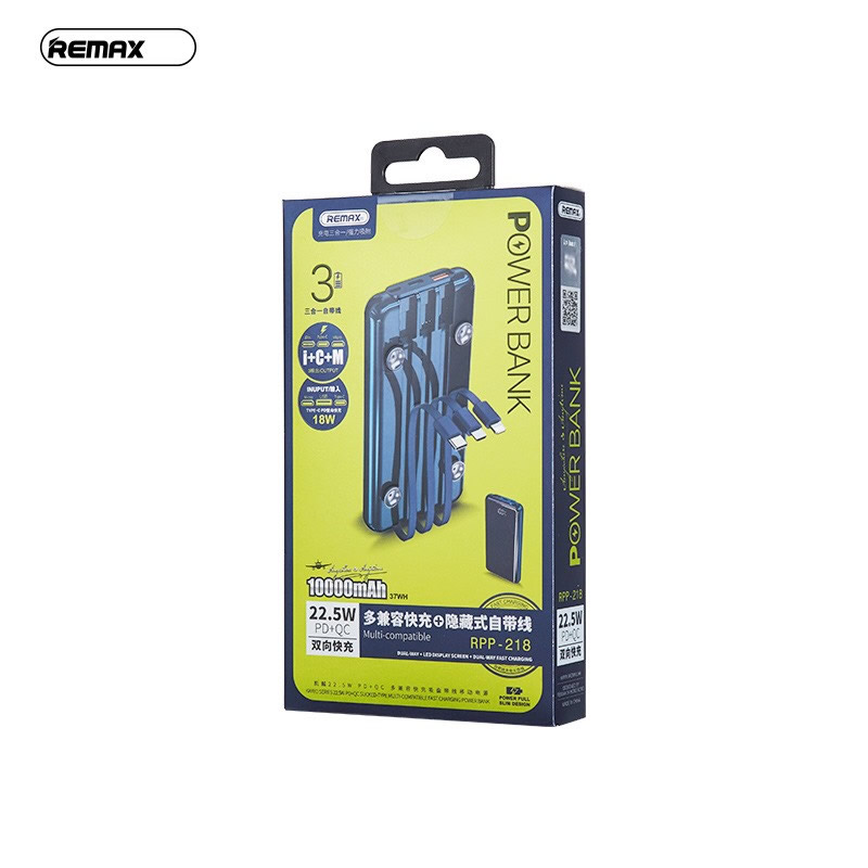 Pin sạc dự phòng remax rpp-218 10000mah qc3.0+pd 22.5w