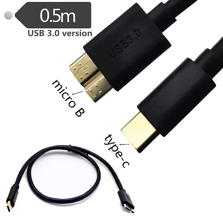 Cáp usb 3.1 type c sang usb 3.0 micro b mạ vàng 0.5m dành cho ổ cứng di động kết nối macbook - cable