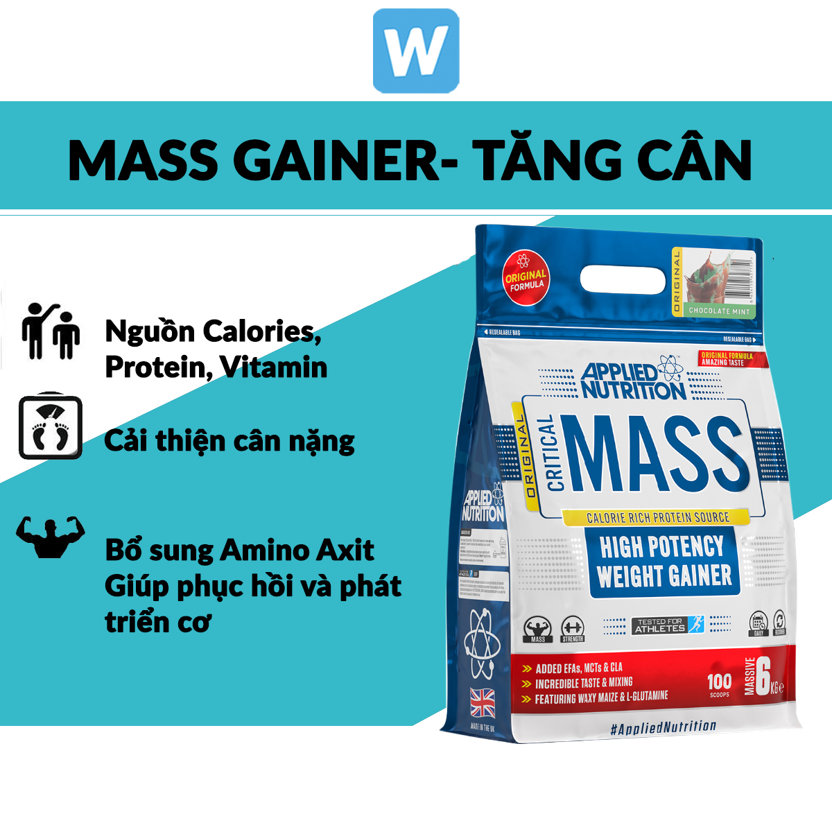 Sữa tăng cân applied nutrition original formula - tăng cân- tăng cơ- critical mass 6kg