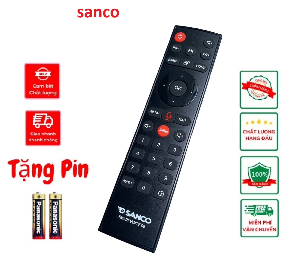 Điều khiển tivi sanco giọng nói,remote sanco giọng nói hàng chính hãng