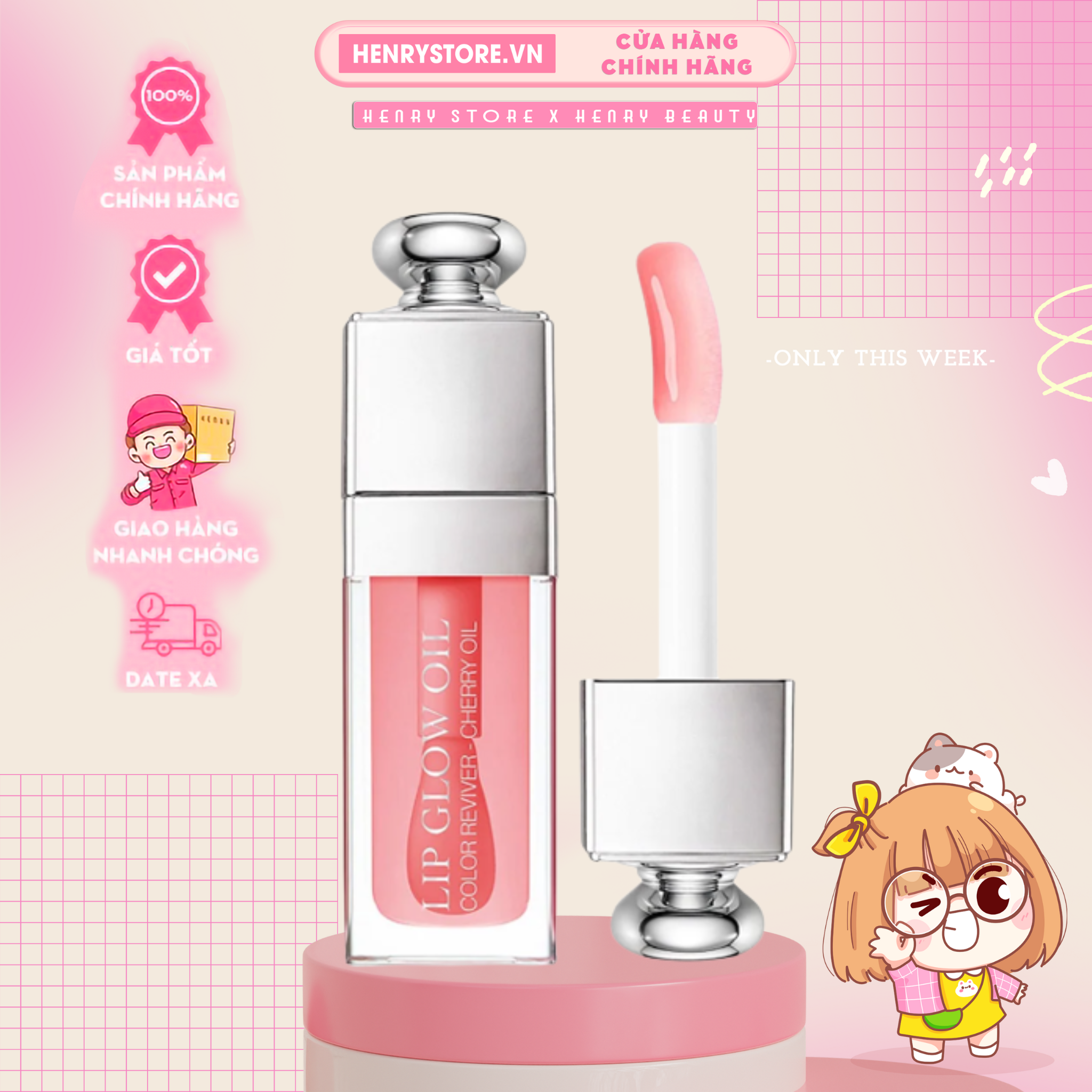 Son dưỡng Dior dưỡng môi căng bóng Addict Lip Glow Oil 001 Pink 6ml