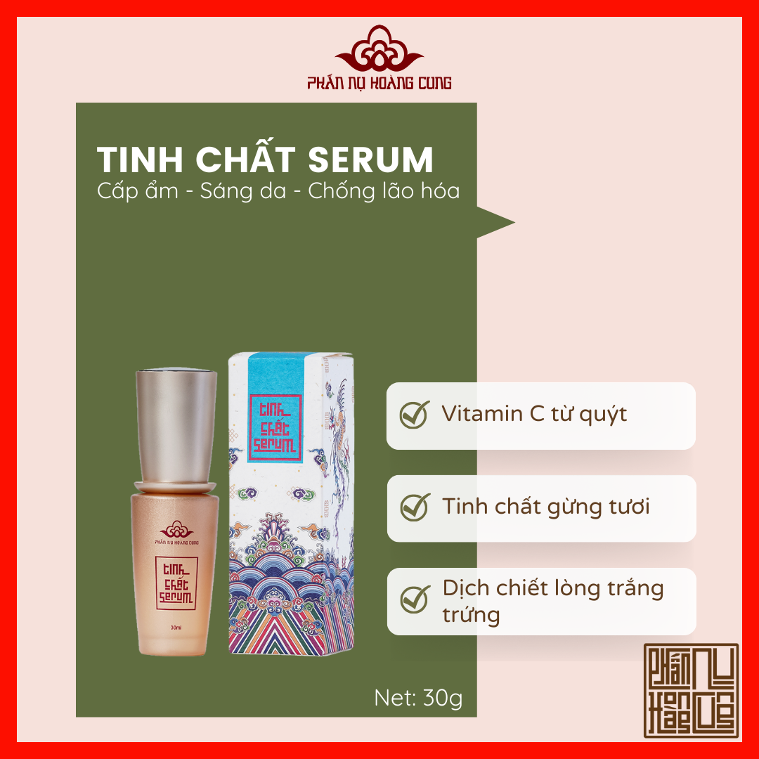 Tinh Chất Serum, Phấn Nụ Hoàng Cung, Phục hồi làn da, Serum Dưỡng Sáng Trẻ Hóa, Chống Lão Hóa Tái Tạo Da, Mờ Sạm Thâm Nám, Dung Tích 30ml