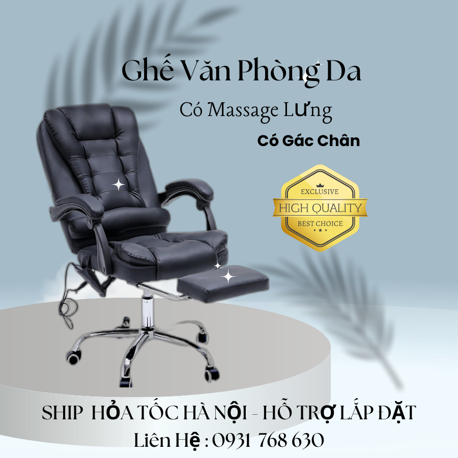 Ghế văn phòng cao cấp , ghế văn phòng da , ghế văn phòng da có massage , ghế văn phòng có gác chân , ghế văn phòng massage