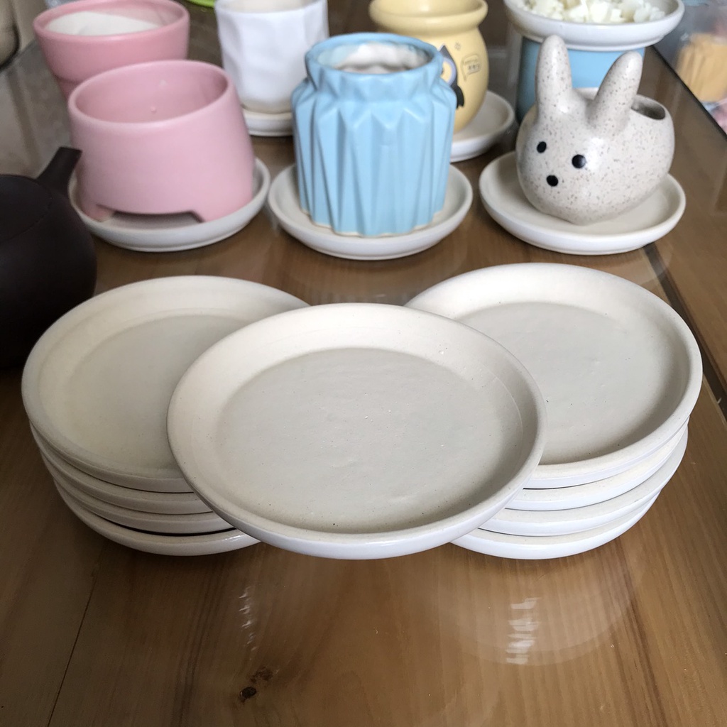 Đĩa lót , kê chậu trồng sen đá, chậu hoa, bình hoa mini, gốm sứ bát tràng