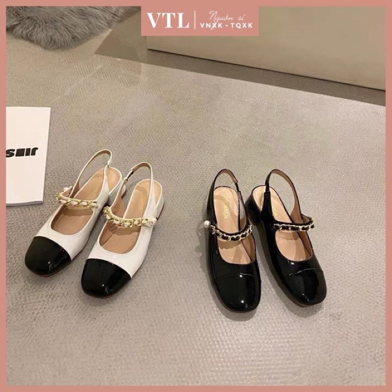 Giày búp bê quai xích tiểu thư hở gót mimi