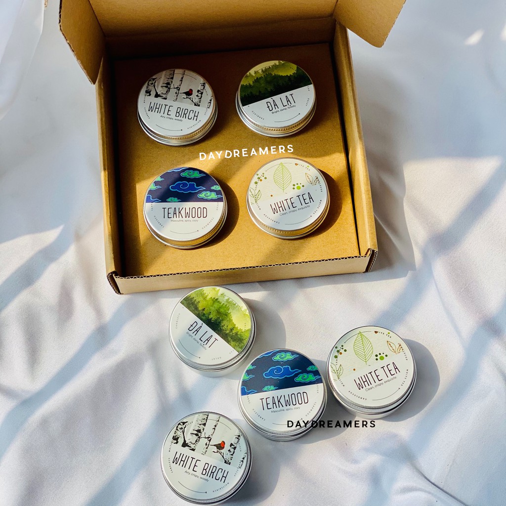 Nến Candle Cup/AGAYA travel size vỏ nhôm bấc gỗ 45g nhiều mùi