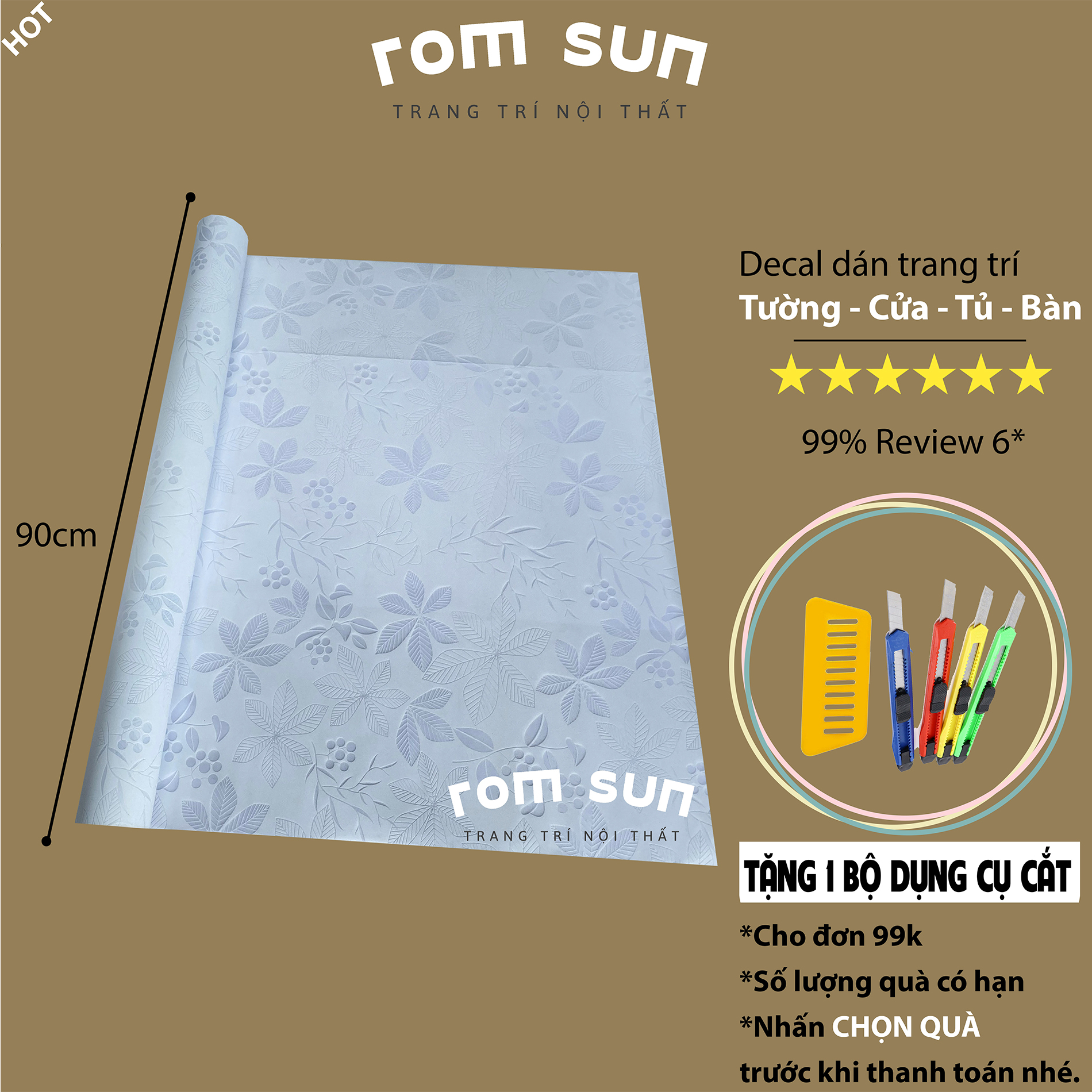 Decal dán kính mờ chống nhìn trộm – Giấy đề can dán kính mờ dán phòng ngủ, phòng tắm, cửa sổ,cửa kính,phòng khách sẵn keo hoa lá trắng E9574