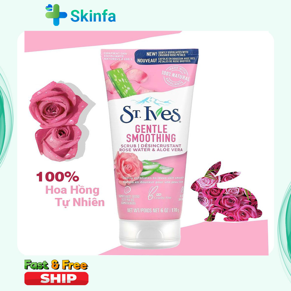 Sữa rửa mặt st.ives tẩy tế bào chết chiết xuất hoa hồng & nha đam 170g