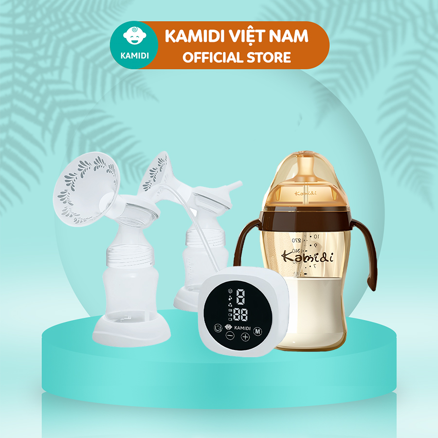Combo máy hút sữa Kamidi Max và bình sữa nhựa PPSU cao cấp, an toàn
