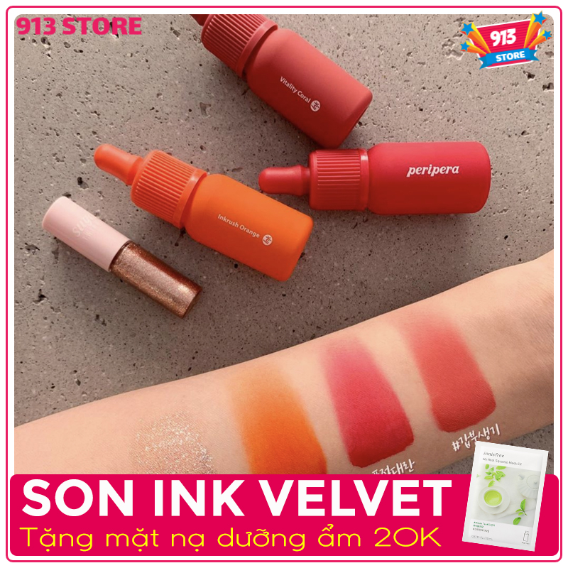 INK VELVET 01,02,03,07,08 Peripera mẫu mới 2019 , Son velvet , Son ink velvet 01, son ink velvet 03 , son ink mới ra, son ink hàn quốc, son ink rẻ, son ink đẹp, son ink velvet đỏ cam, son ink màu 08, son ink đỏ gạch, son peripera ink velvet
