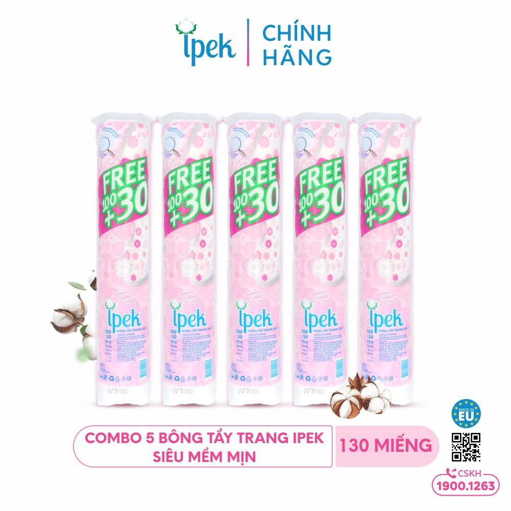Combo 5 bông tẩy trang Ipek 130 miếng