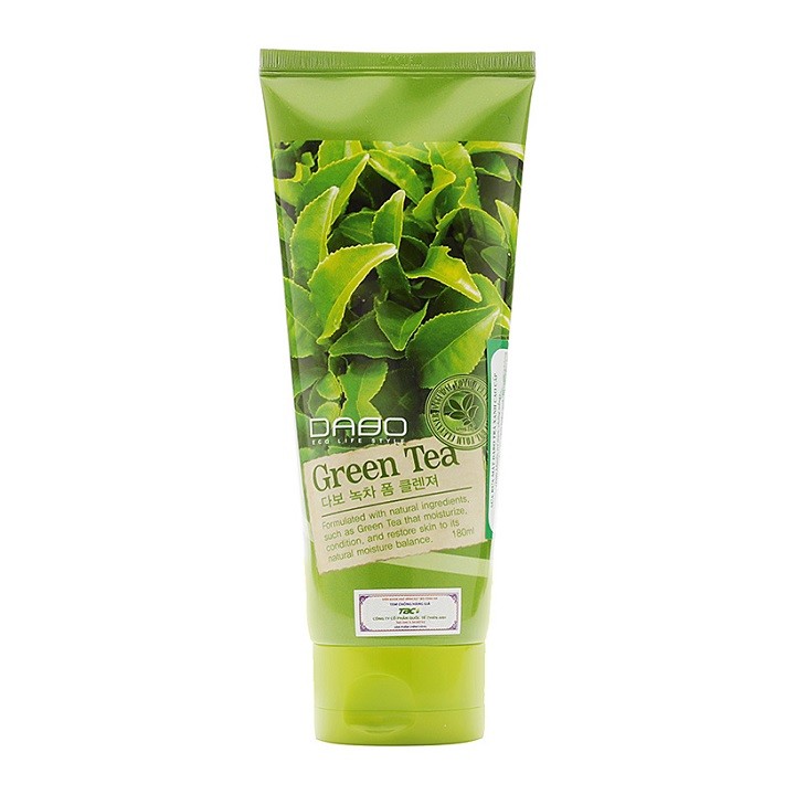 Sữa rửa mặt trà xanh trắng da ngừa mụn Dabo Green Tea Foam Cleanser Hàn Quốc 180ml