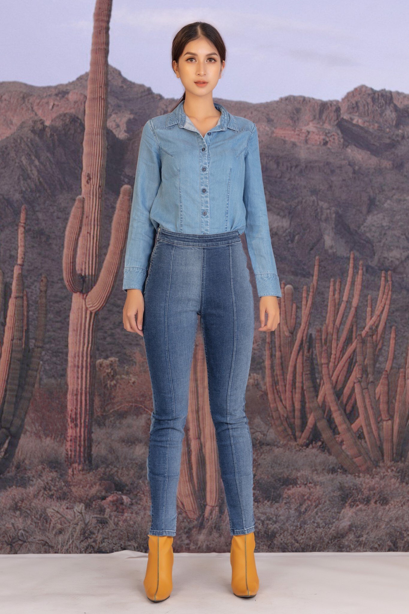 Aó sơ mi denim nữ dáng rộng V-SIXTYFOUR - 319WD2034B3910