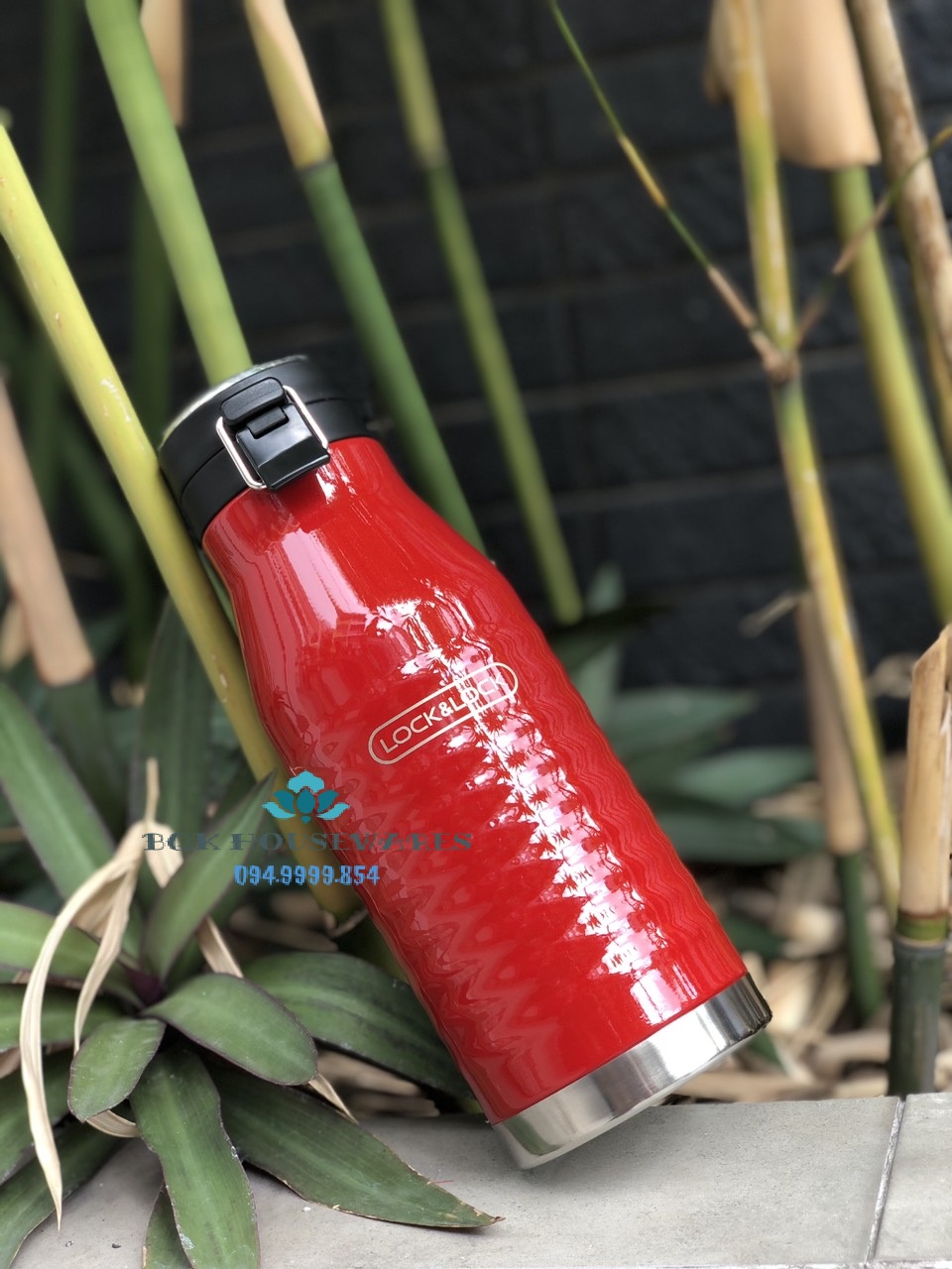 [HCM]Bình Giữ Nhiệt Lock&Lock Wave Bottle LHC4150BLK 600ml - Đen đỏ