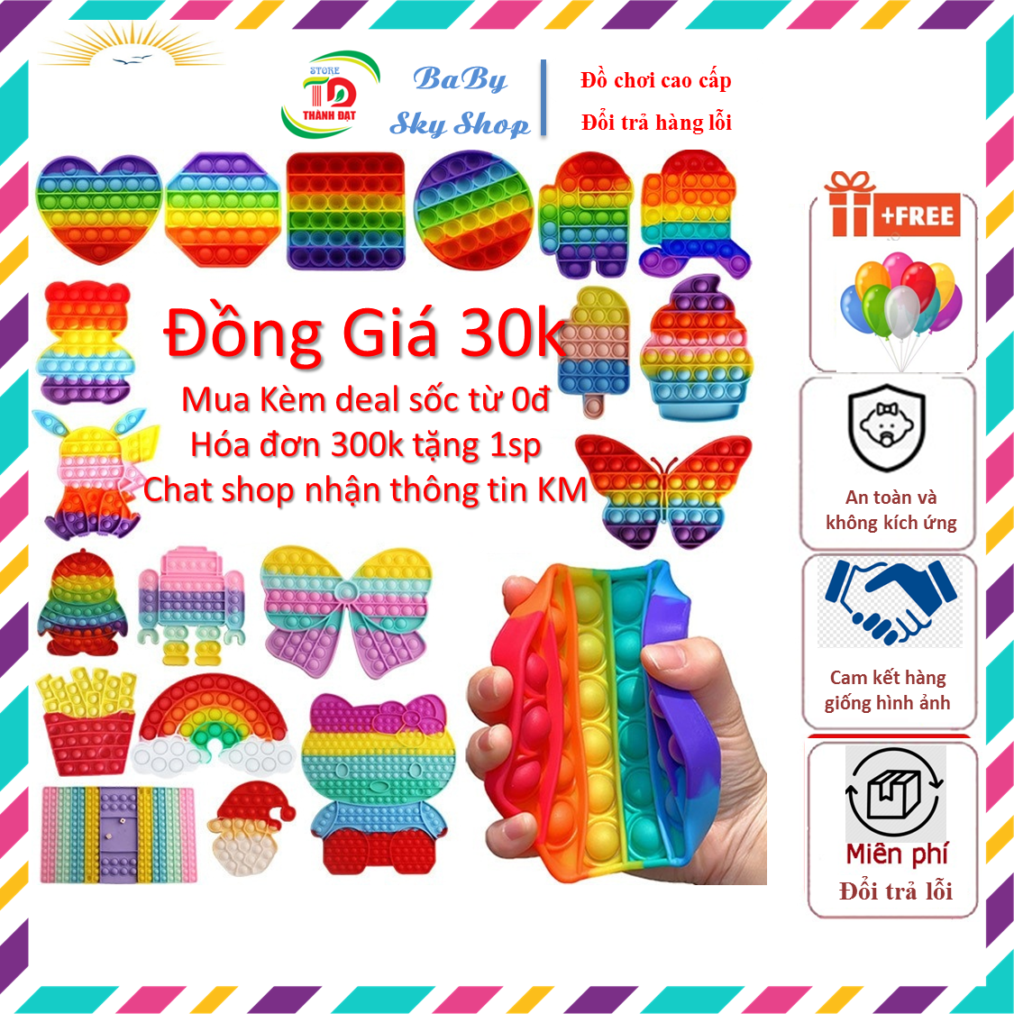 Pop it đồ chơi bóp bong bóng giải tỏa stress bằng silicon - pop it tiktok 2022