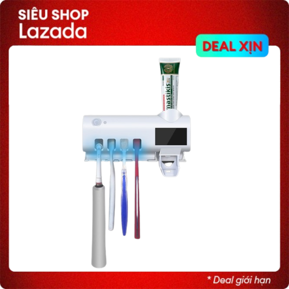 Máy Tiệt Trùng Bàn Chải Đánh Răng, Giá Treo Bàn Chải Nhả Kem Thông Minh,Giá treo bàn chải Kem đánh răng khử khuẩn tia UV công nghệ cao Châu Âu.Hộp Đựng Bàn Chải Thông Minh Thiết kế tối đa 4 bàn chải hàng cao cấp BH 12 THÁNG