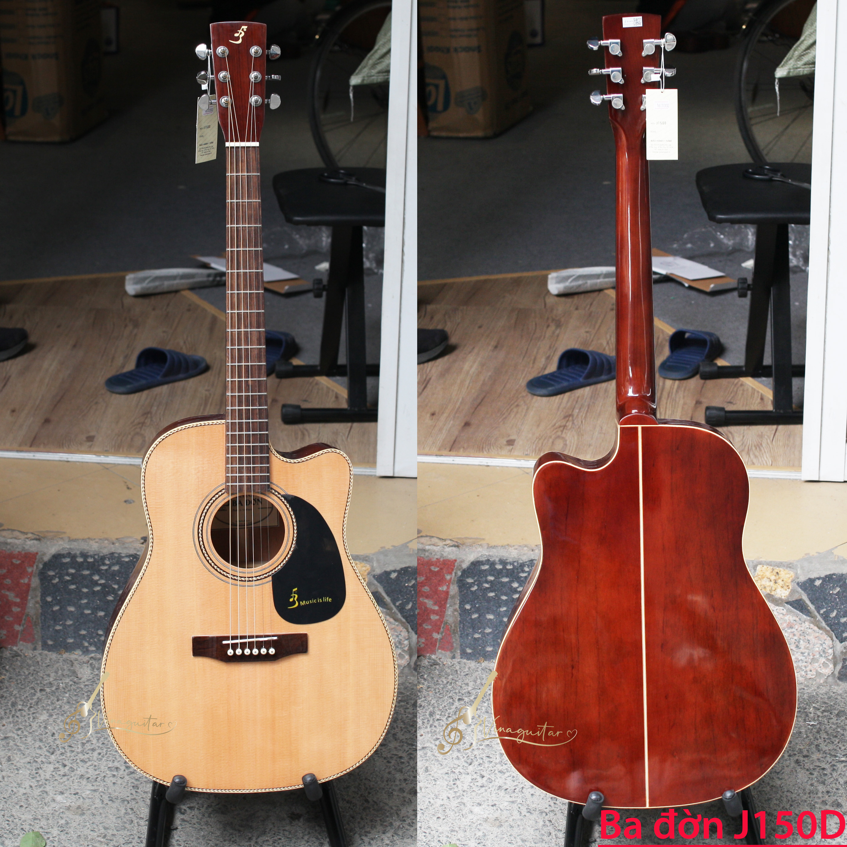 Đàn guitar acoustic Ba Đờn J150D Tặng Full Phụ Kiện - Vinaguitar Phân Phối Chính Hãng