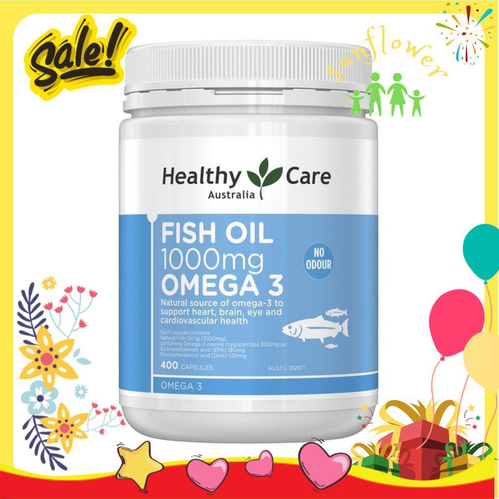 Dầu cá Healthy Care Fish Oil 1000mg Omega3 hộp 400 viên của Úc tốt cho xương khớp