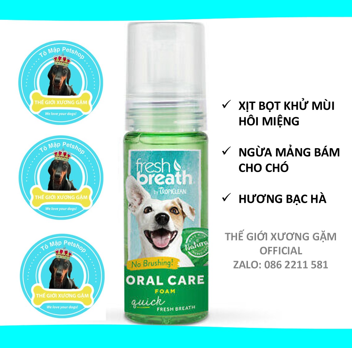 Tropiclean- bọt khử mùi hôi miệng & ngừa mảng bám cho chó- dạng xịt- 133ml
