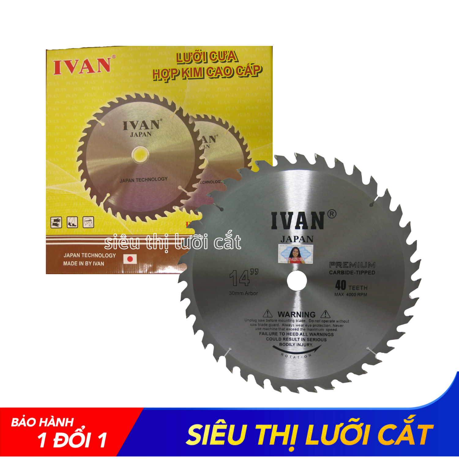 Lưỡi Cắt Gỗ Cao Cấp 350-40 Răng Ivan Vàng - Siêu Bền, Cắt Siêu Mịn