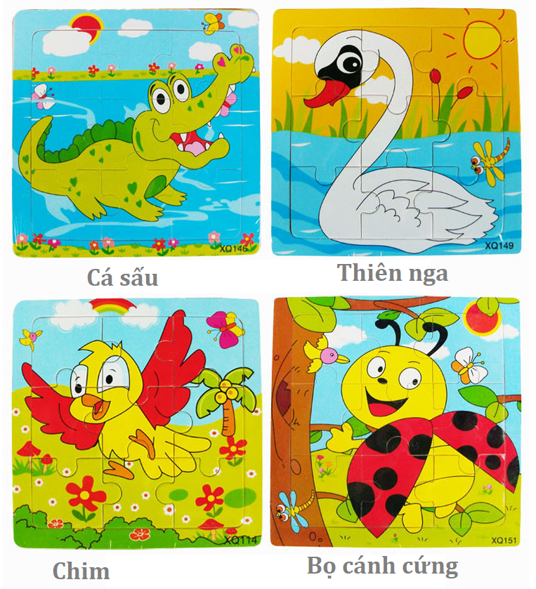 [HCM]Đồ chơi xếp hình gỗ 9 mảnh ghép cho bé Có hình nền nhận biết