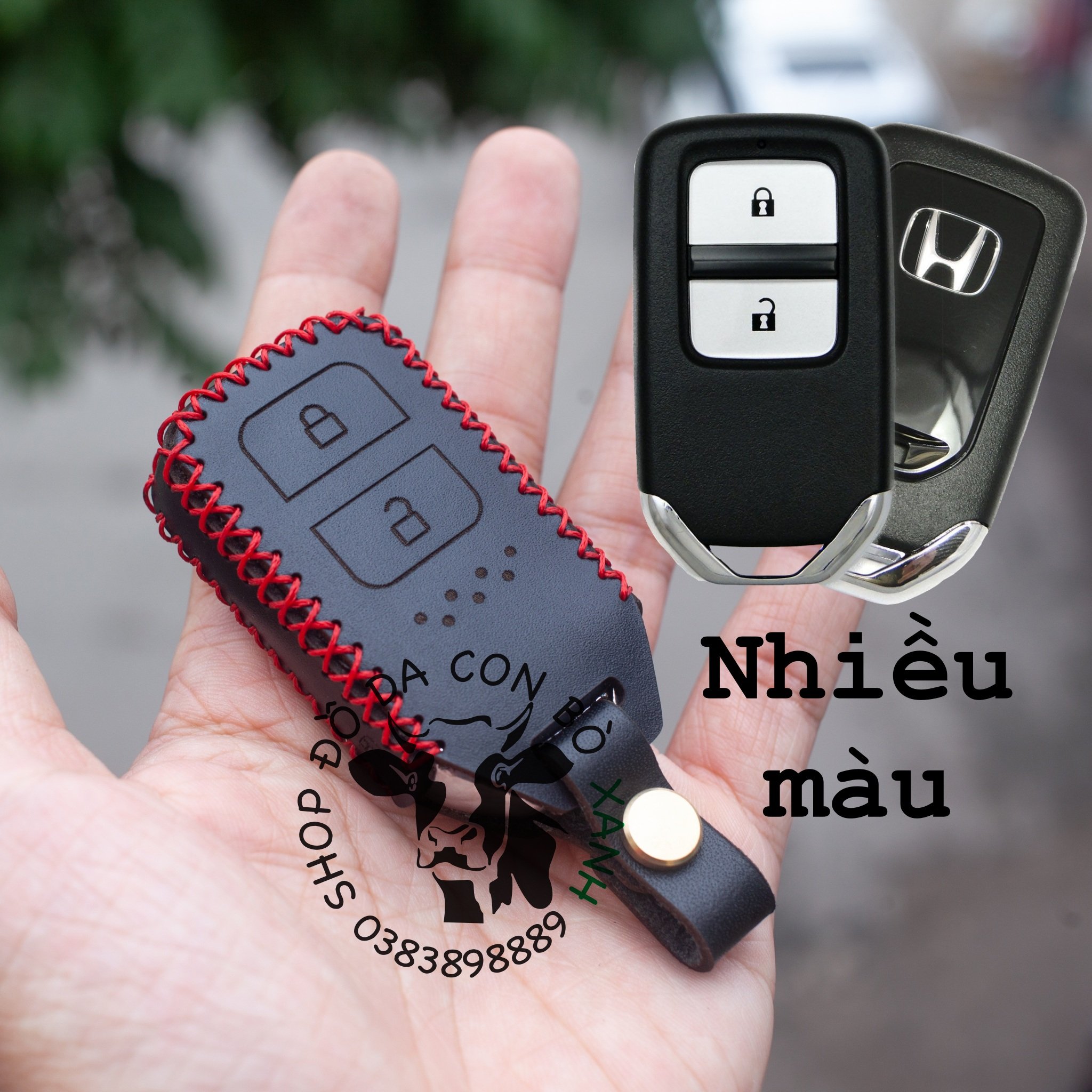 Bao da chìa khoá Honda Jazz, CRV, HRV handmade da thật 003