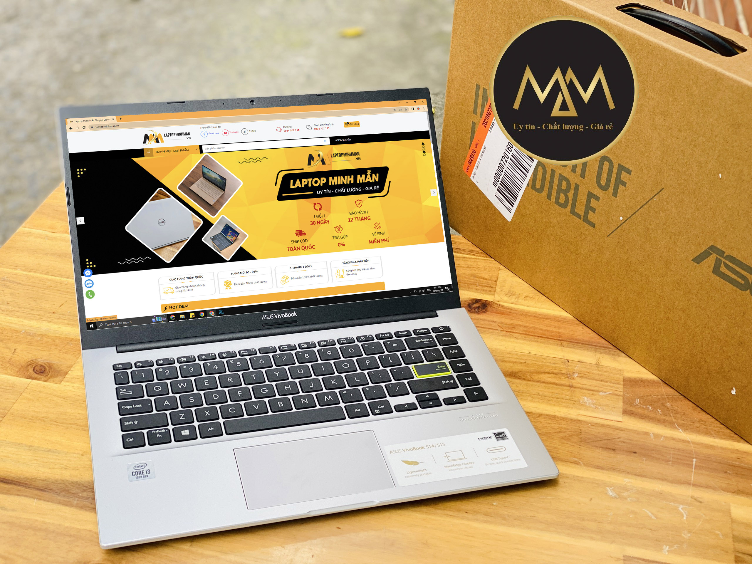 Laptop asus vivobook x413ja/ i3 1005g1/ ssd/ 14.0in/ viền mỏng/ full box/ new 100%/ hot