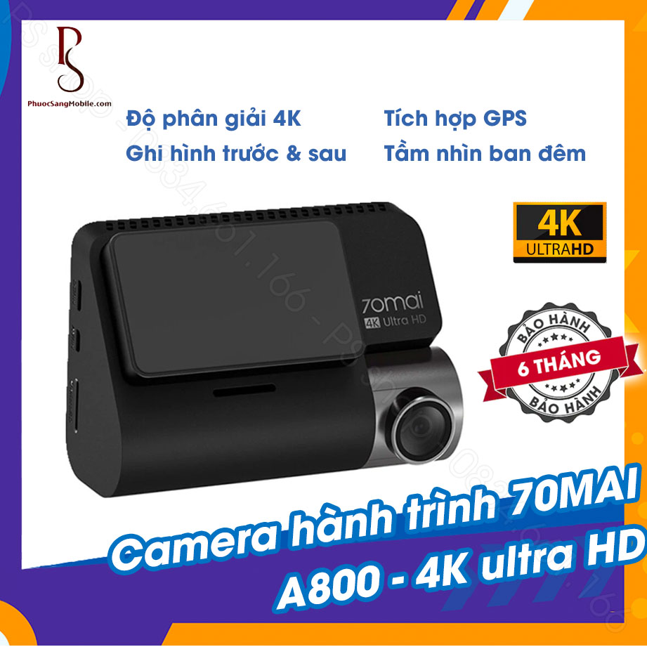 Bộ camera hành trình 70mai a800 4k ultra hd - quay trước sau - a800 dash cam