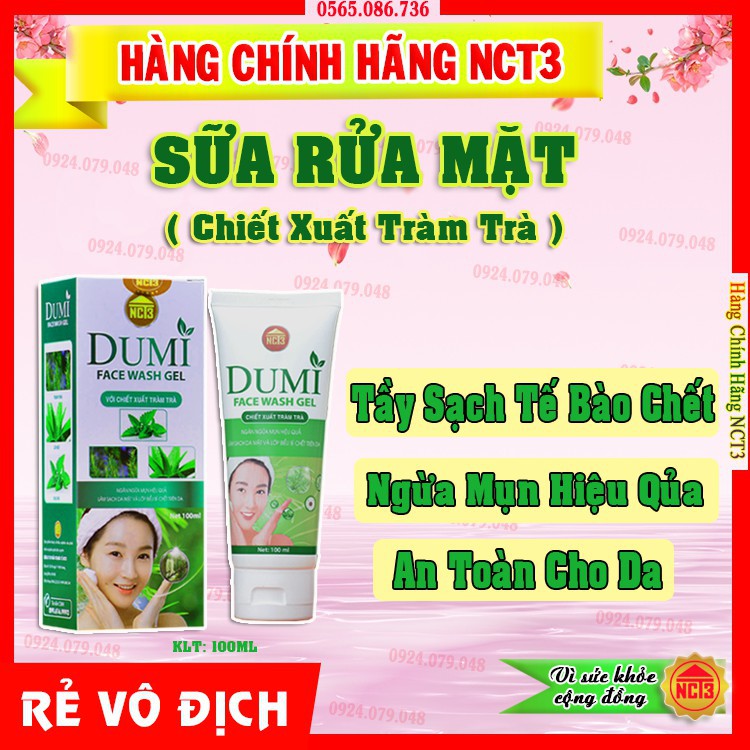 [Freeship + giảm 5% khi mua 2]Sữa Rửa Mặt Thảo Dược DUMI Dạng Gel - Dùng Được Cho Da Nhạy Cảm ( 100ml ) ( Hàng chính hãng NCT3 ) .