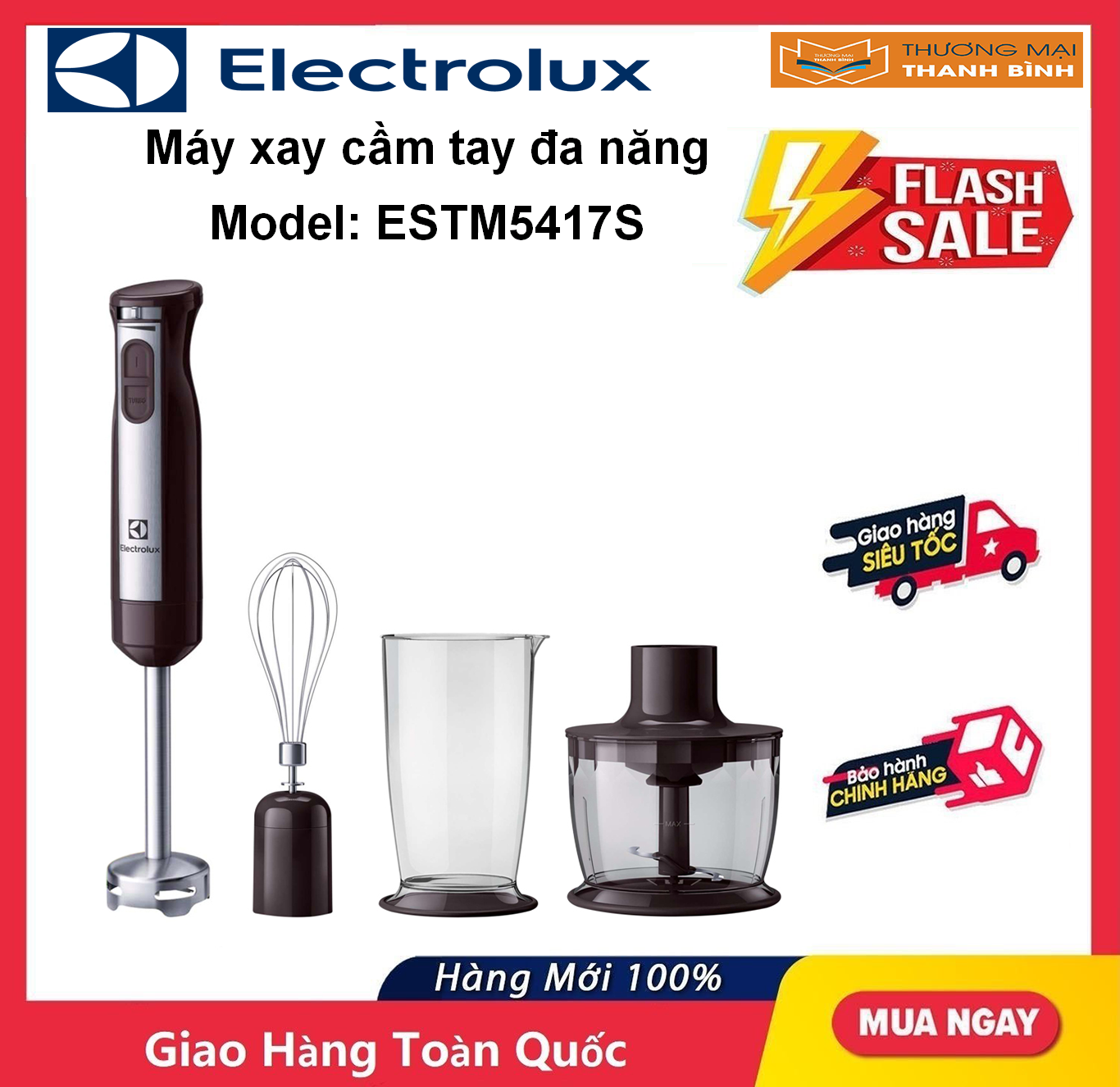 Máy xay sinh tố cầm tay đa năng Electrolux ESTM5417S - Hàng chính hãng