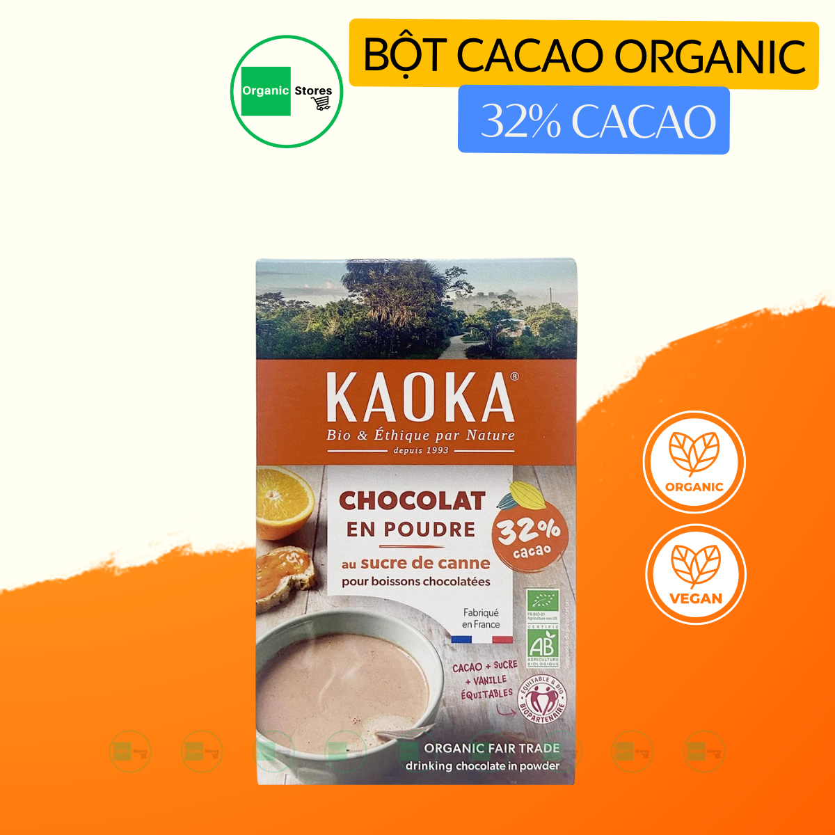 Bột ca cao hữu cơ 32% cacao 400gr - kaoka