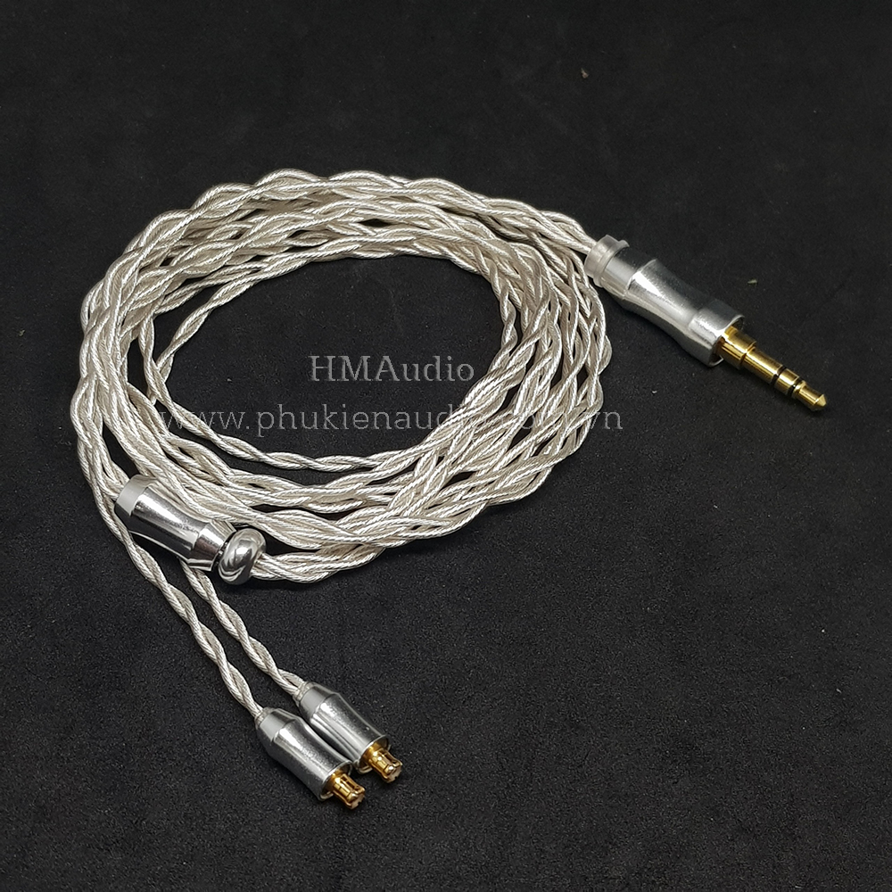 Dây tai nghe đồng mạ bạc OFC 1.2mm tết 4 - Connector A2DC