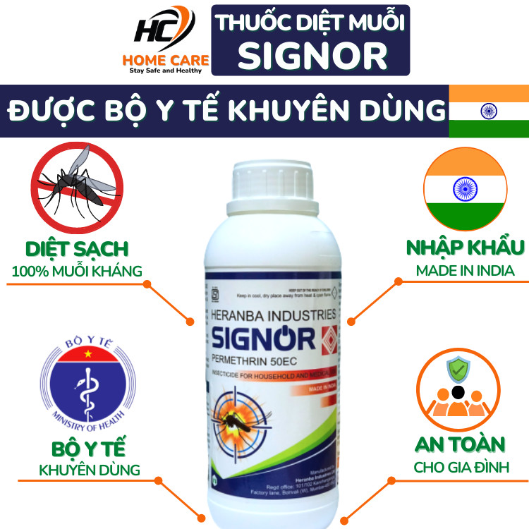 Thuốc diệt muỗi signor permethrin 50ec 100ml xuất xứ ấn độ, diệt muỗi kháng, côn trùng sâu bệnh - homecare