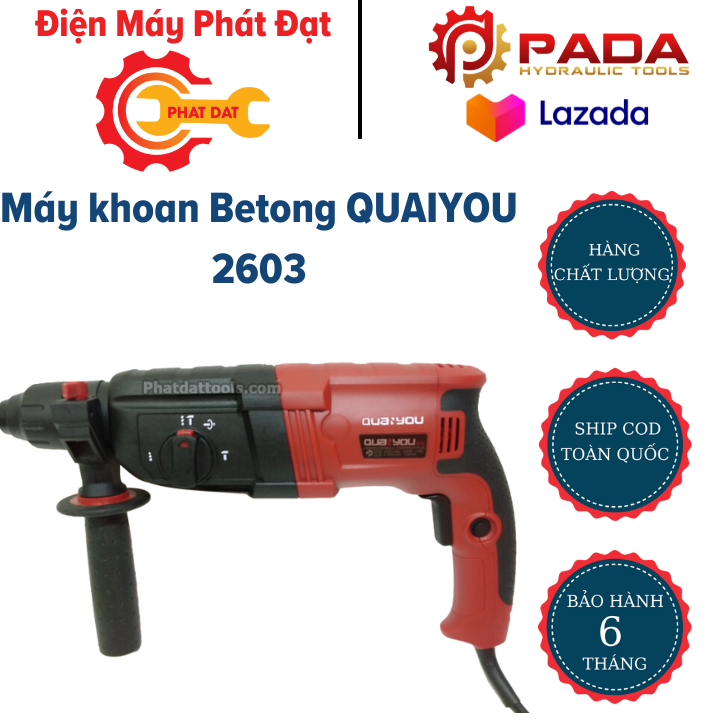 Máy khoan betong quayou 2603 công suất 1050w tặng kèm 4 mũi khoan