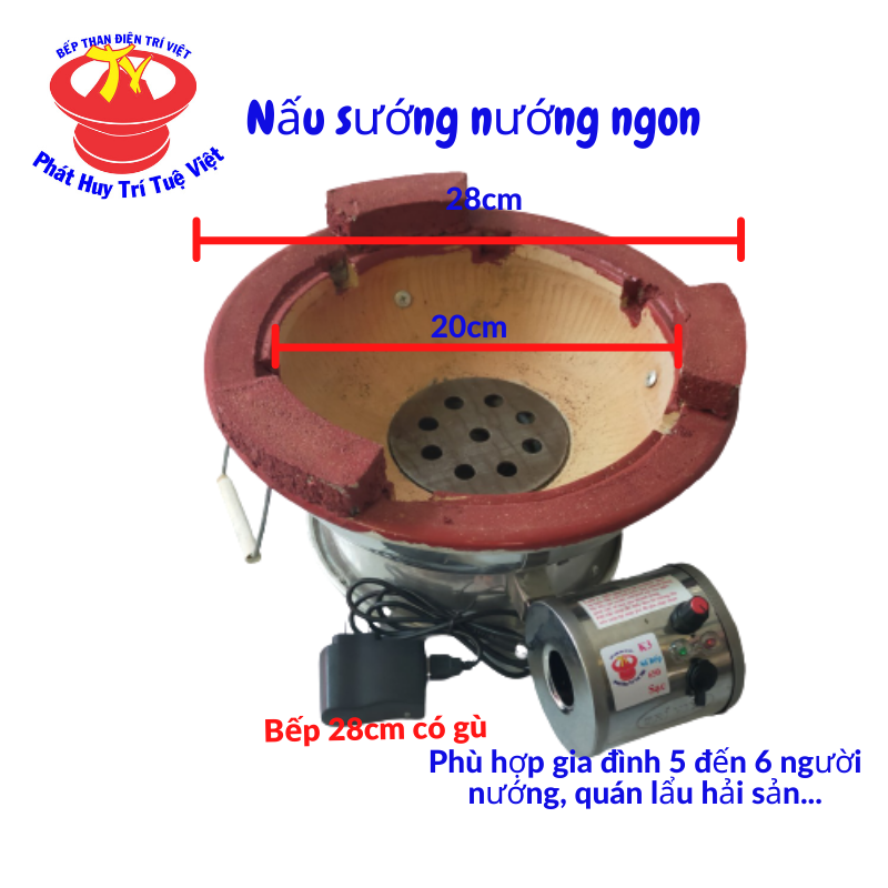 [HCM]Lò nướng than hoa tại bàn có quạt 28cm loại có gù