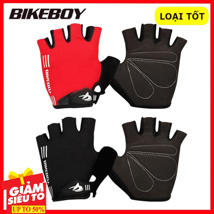 Găng tay xe đạp xe máy cao cấp bikeboy, găng tay hở ngón cho cả nam và nữ