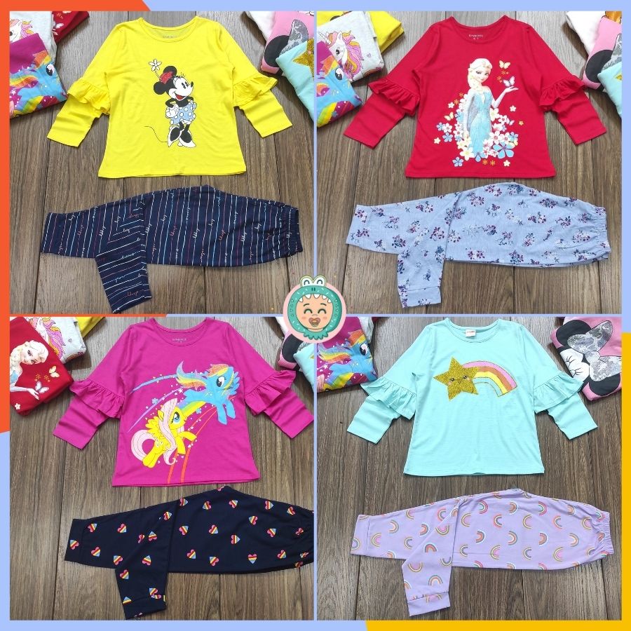 [22-45KG] Bộ Dài Tay Cho Bé Gái, Hàng Cao Cấp VNXK , Chất Liệu Thun Cotton 100% Mềm Mịn - NHẮN TIN CHỌN MẪU HOẶC LẤY NGẪU NHIÊN