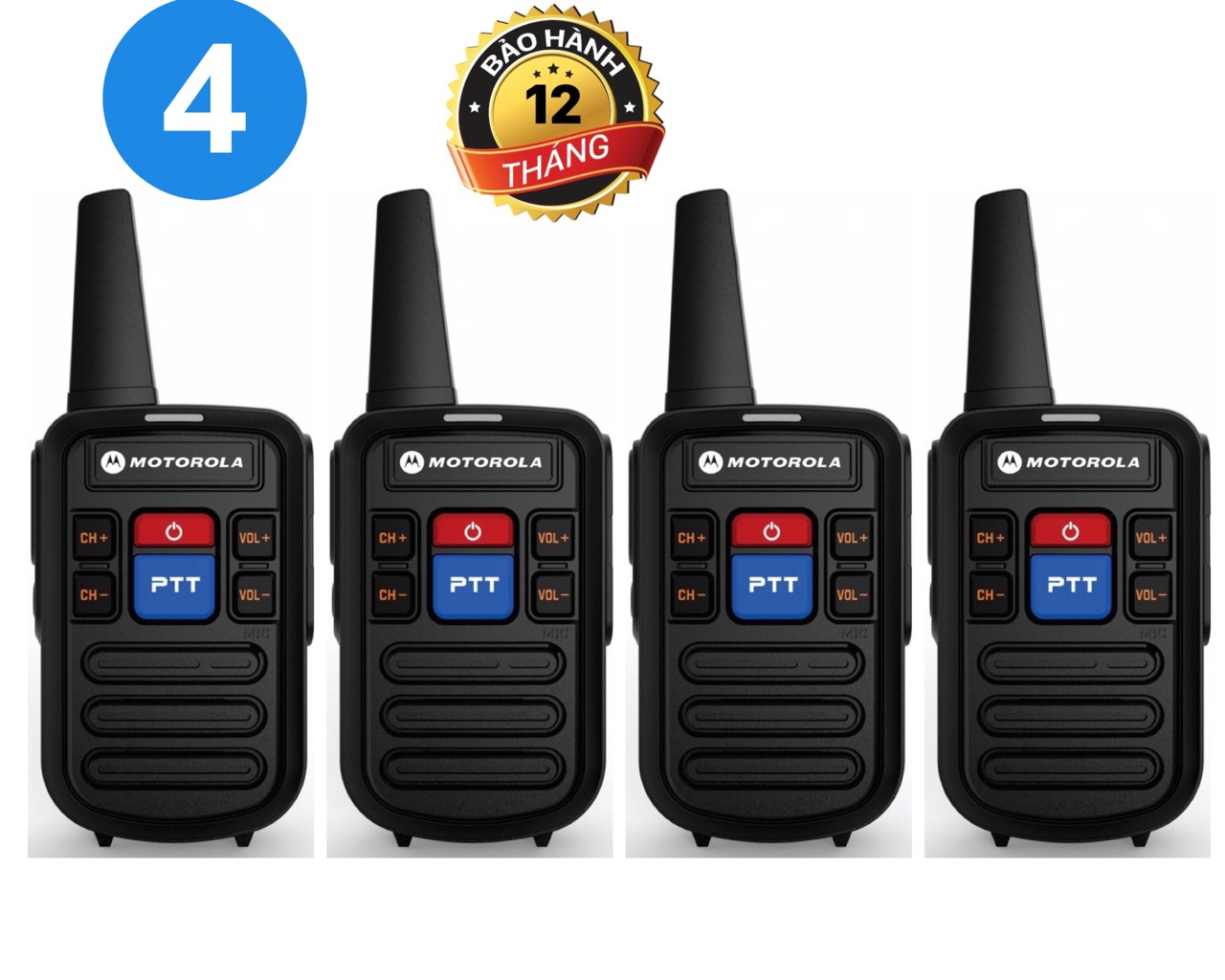 Bộ 4 máy bộ đàm motorola gp-418 , loa to, pin dung lượng cao, thiết kế nhỏ gọn, bảo hành 12 tháng