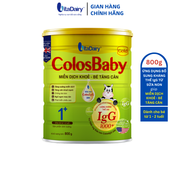 Sữa non COLOSBABY GOLD 1+ 800G, sữa bột giúp bé tăng cân, miễn dịch khỏe - VitaDairy